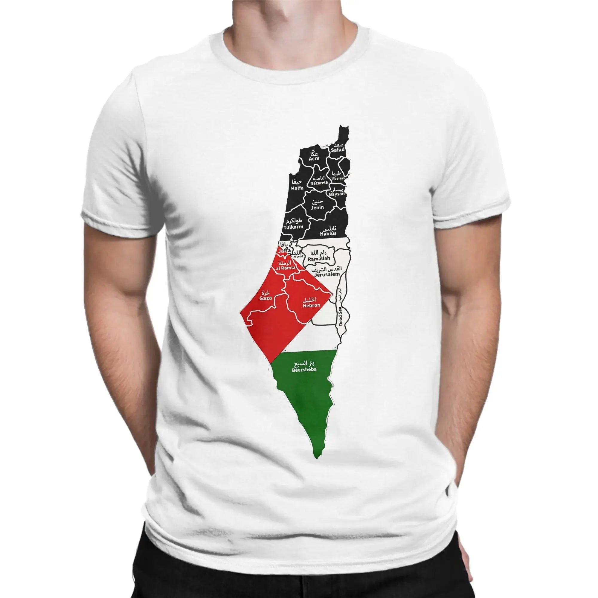 High Quality Cotton Palestine Map T Shirt for Men and Women