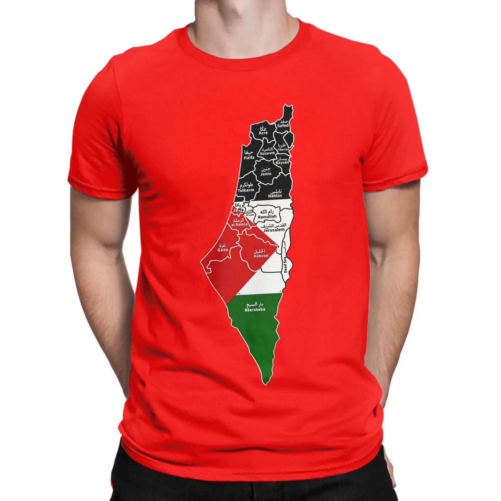 High Quality Cotton Palestine Map T Shirt for Men and Women