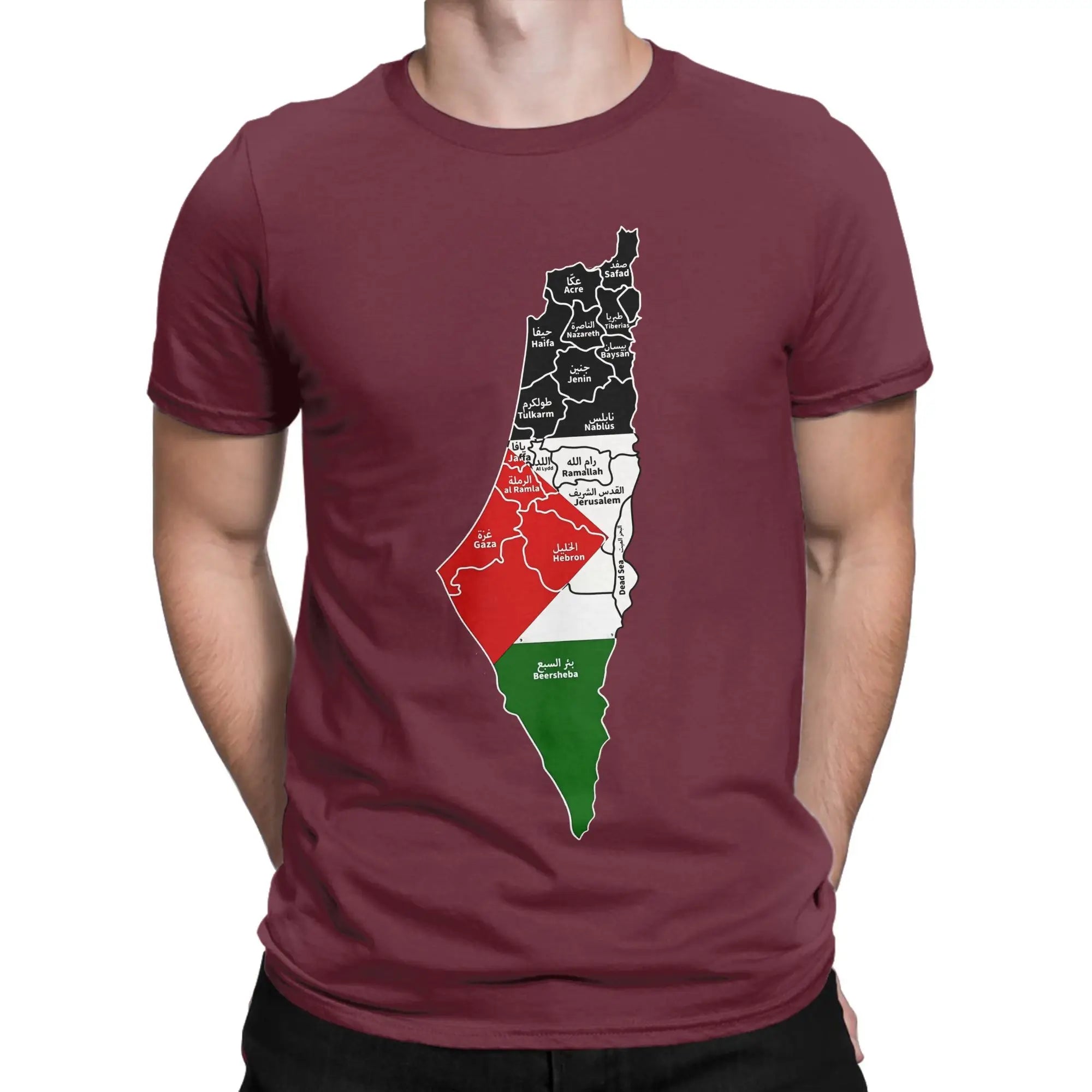 High Quality Cotton Palestine Map T Shirt for Men and Women