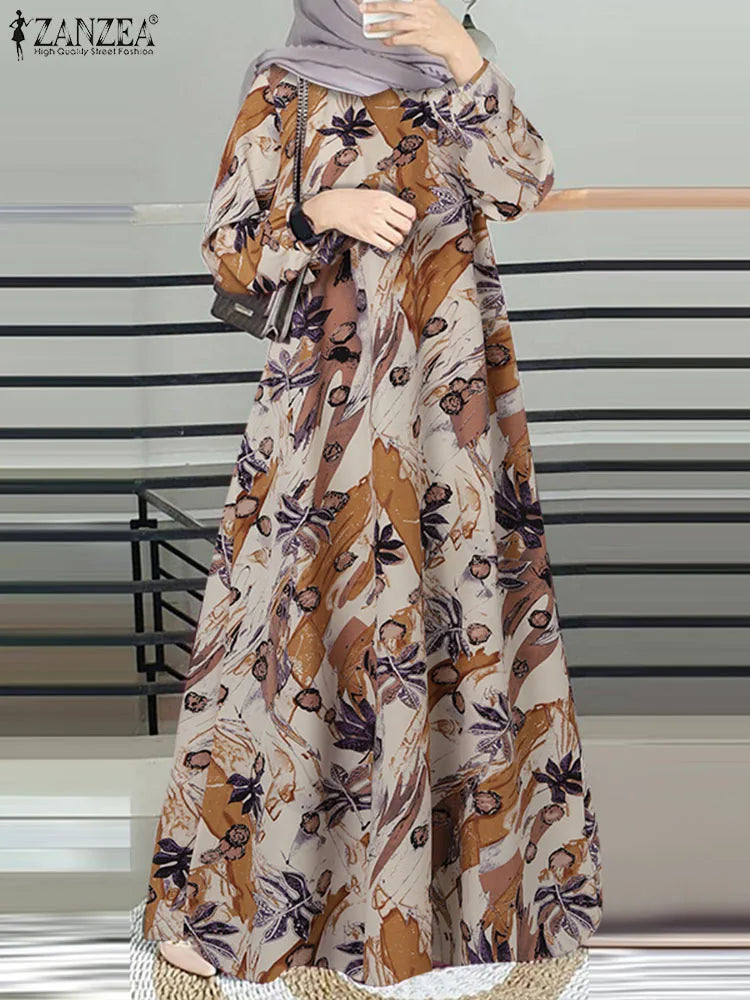Women Floral Printed Muslim Dress