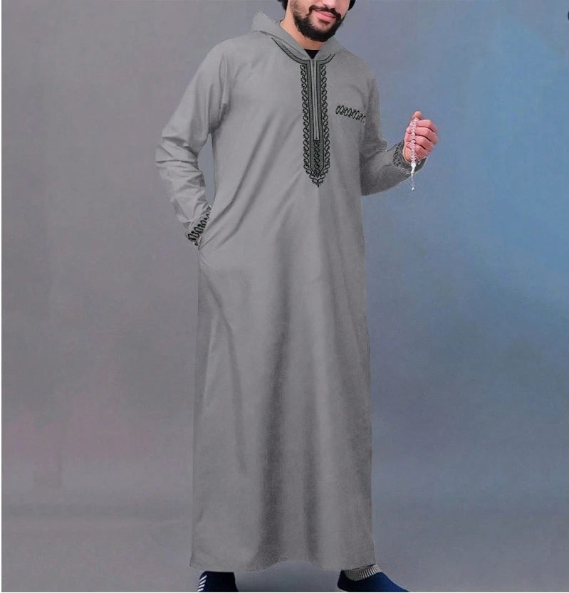 Loose Muslim's Men Thobe With Short Sleeves