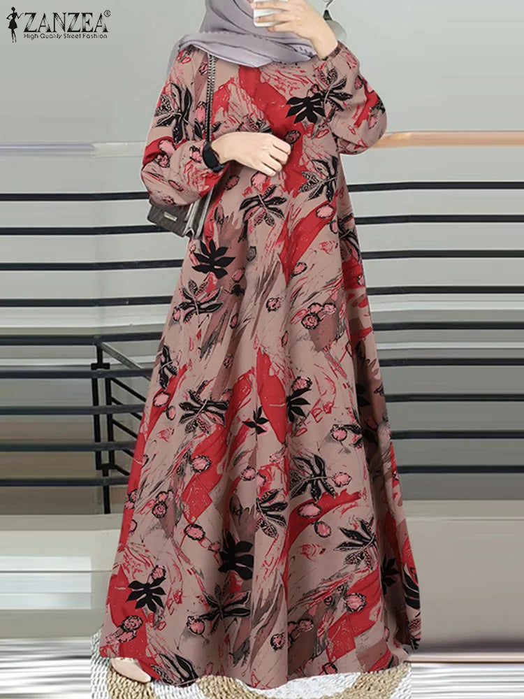 Women Floral Printed Muslim Dress