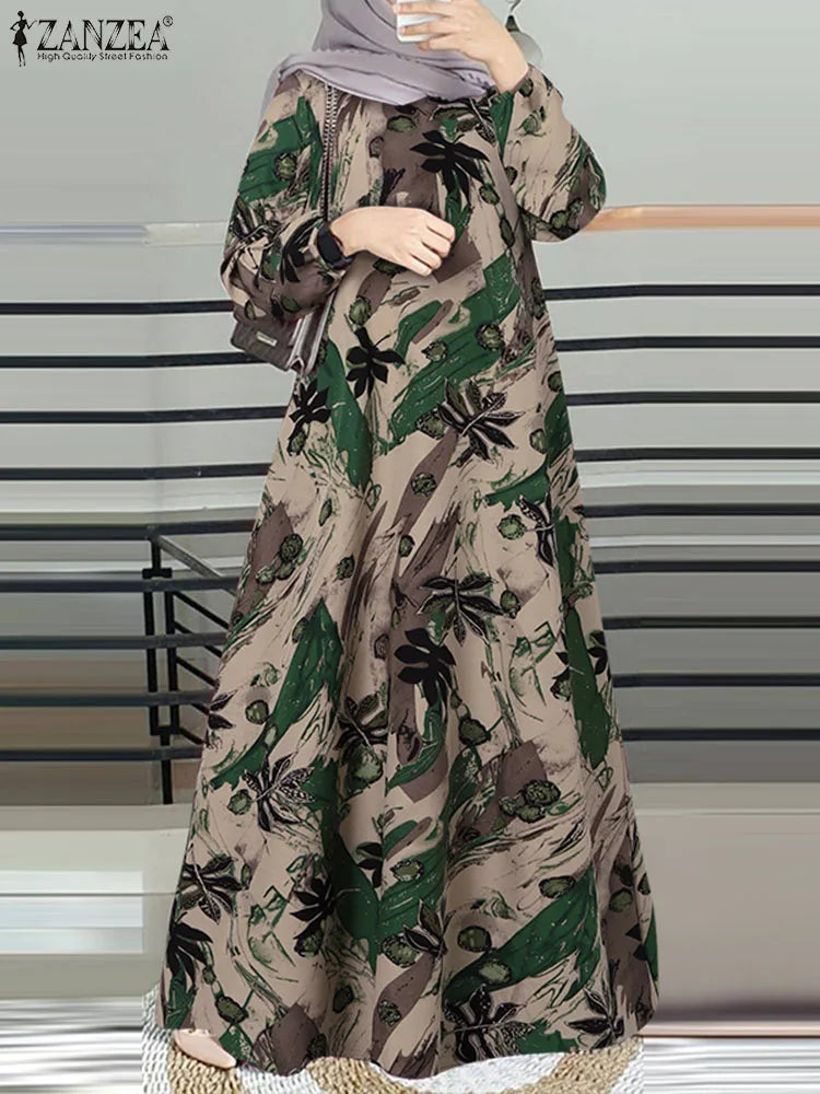 Women Floral Printed Muslim Dress