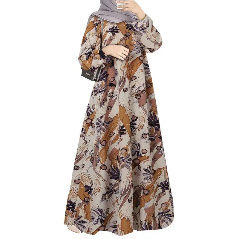 Women Floral Printed Muslim Dress