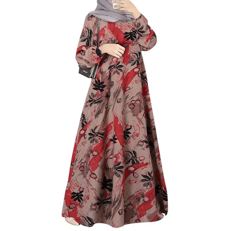 Women Floral Printed Muslim Dress