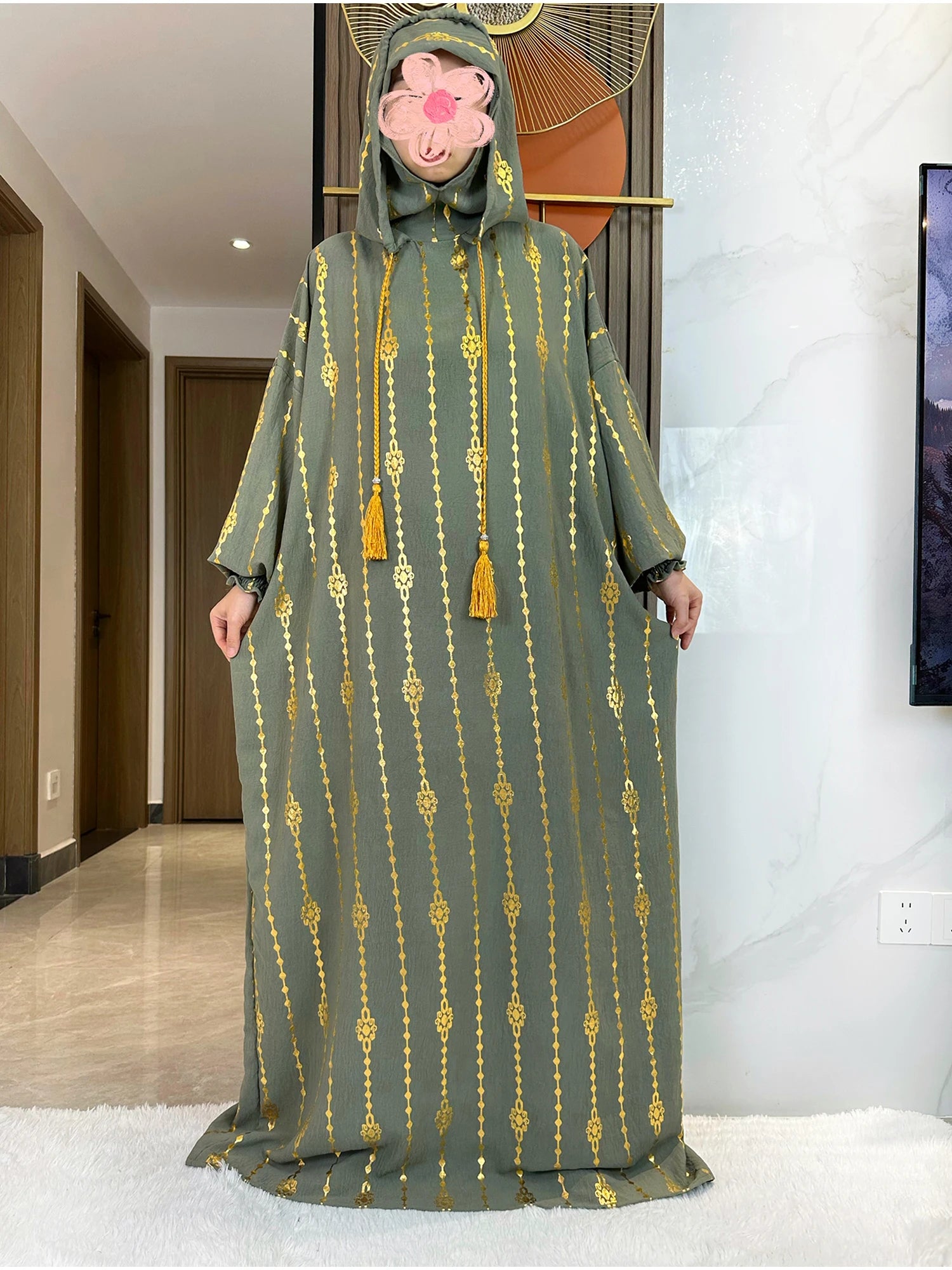 Women's Abaya With Special Design and Ropes