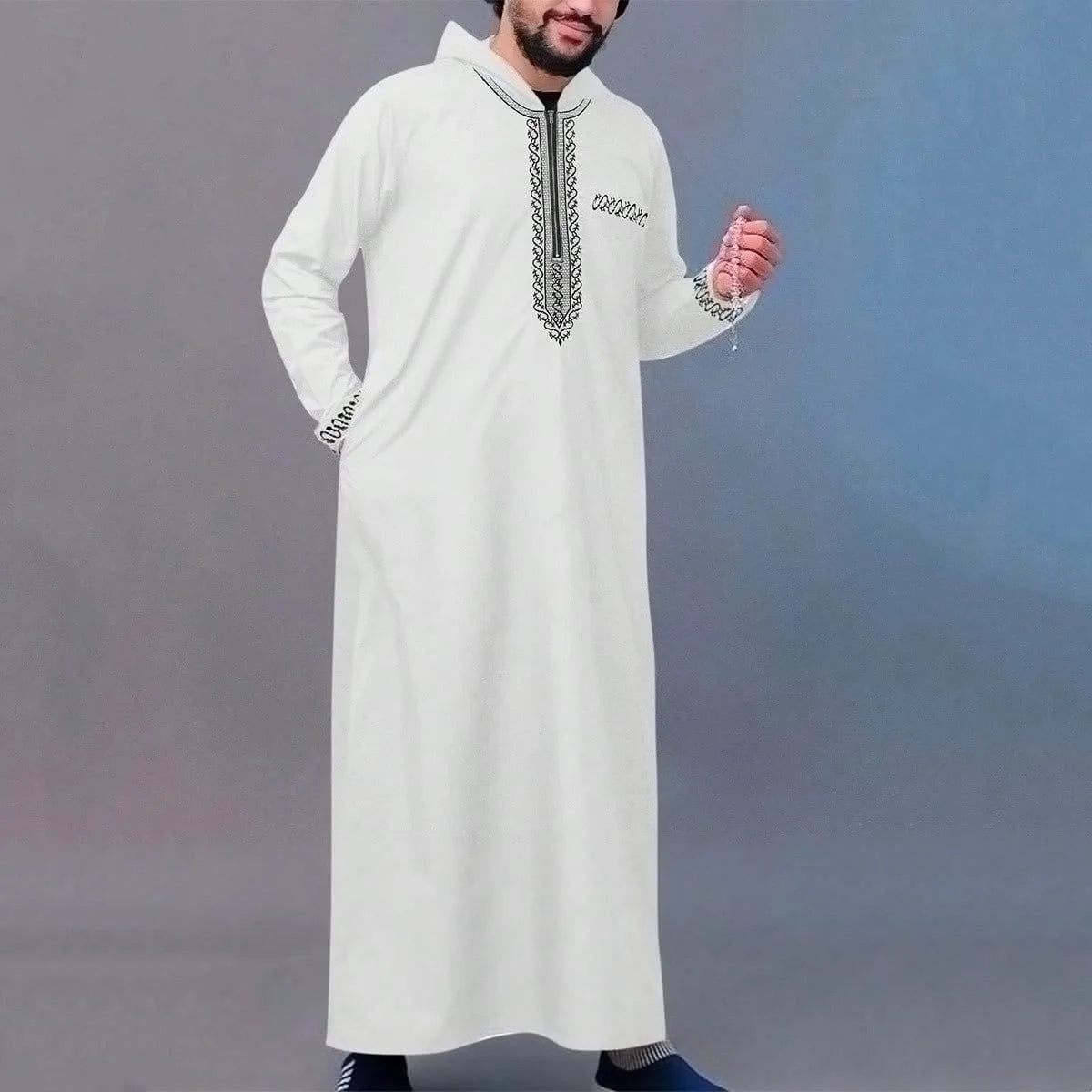 Loose Muslim's Men Thobe With Short Sleeves