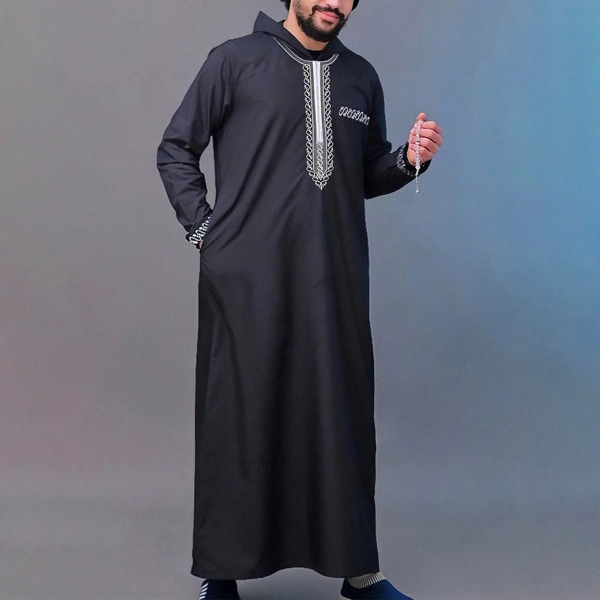 Loose Muslim's Men Thobe With Short Sleeves