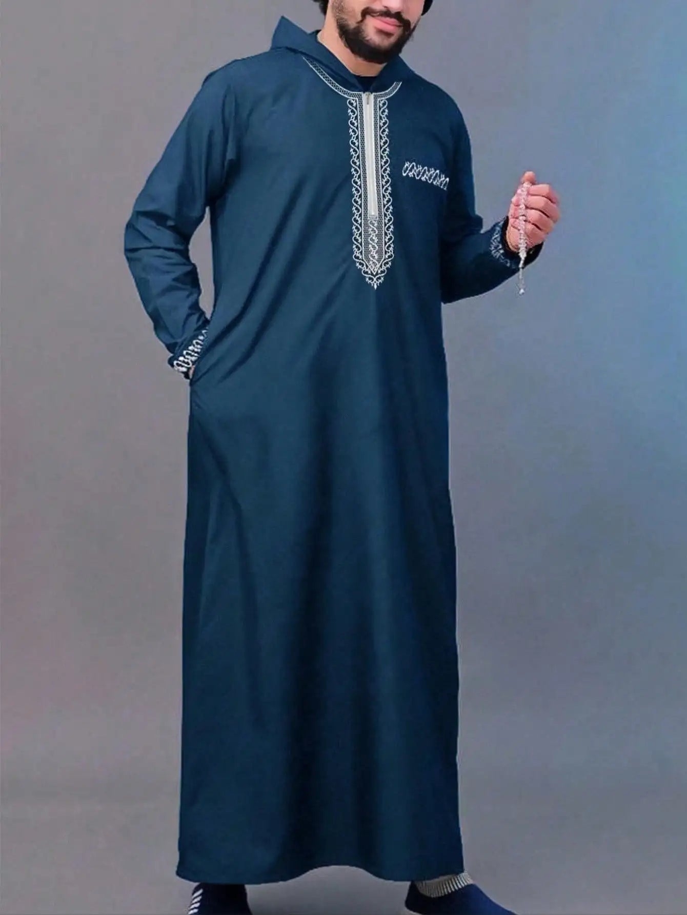 Loose Muslim's Men Thobe With Short Sleeves
