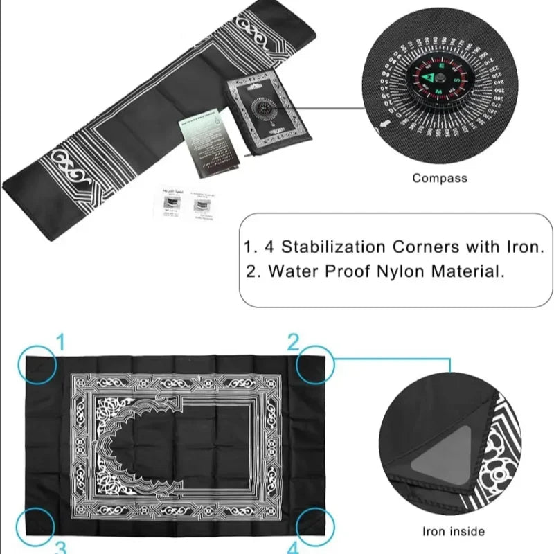 Water-Proof Portable Prayer Rug With Qibla Compass