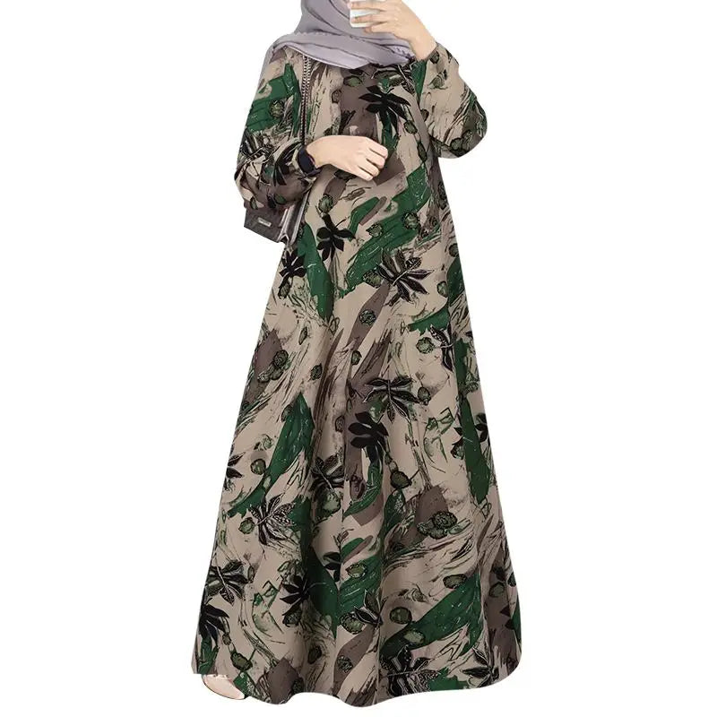 Women Floral Printed Muslim Dress